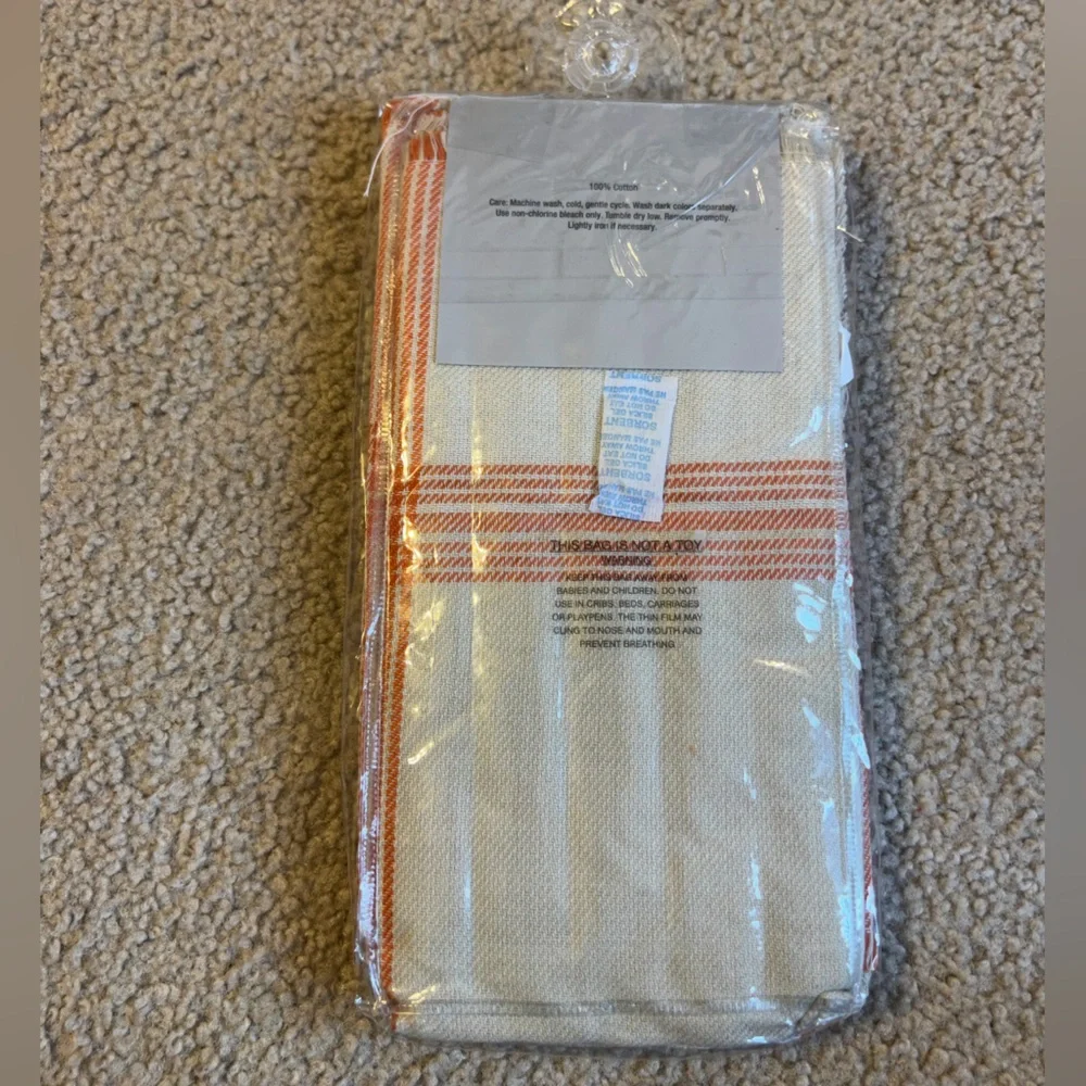 Hobby Lobby Orange and White Plaid Napkin Set of 4